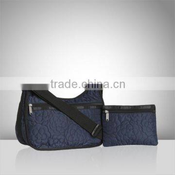 S219 2014 Navy nylon bag for women,shoulder handbag with canvas trim,fashion design