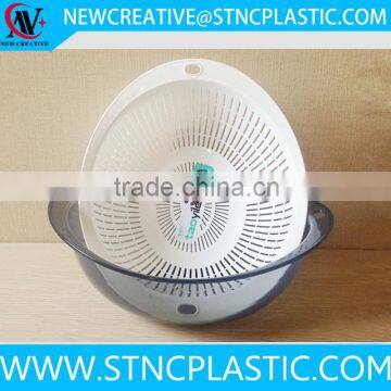 plastic round strainer bowl with tray kitchen use