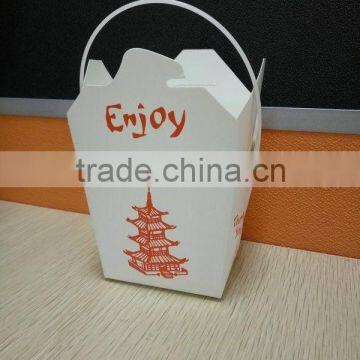 customized wholesale disposable paper takeaway food container with handle