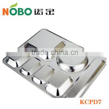 Stainless steel student 7 compartment food tray with cheap price