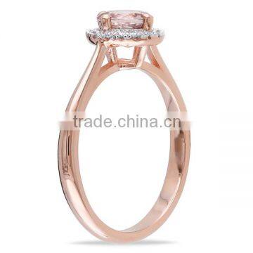 Sterling Silver Morganite and Diamond Halo Earrings Ring and Neckalce Jewelry Set photo-5