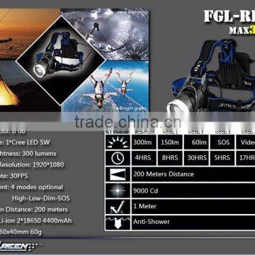 Aluminum Rechargeable 2x18650 Sport 5w Led Camera Headlamp photo-3