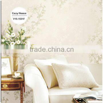 discontinued printing golden wallpaper, pastoral floral wall paper for gallery , new design wall paper corparation