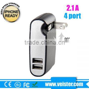 5V 2.1A Mini 4 Usb ac Wall Charger for Samsung photo-3