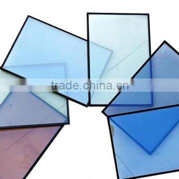 IGU/ euro grey/light blue /fgreen colored double glazed energy saving insulated glass, colored window glass , factory