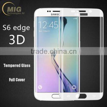 3D curver tempered glass screen protector, Anti-fingerprint full cover edge to edge glass film for samsung s6 edge/s6 edge plus