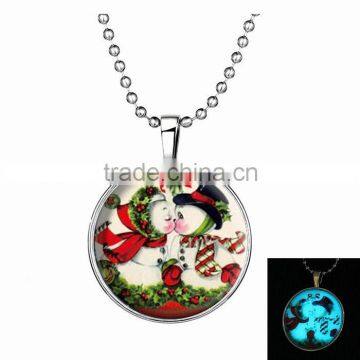 Hot sale festival jewelry snowman charm Christmas lovers necklace