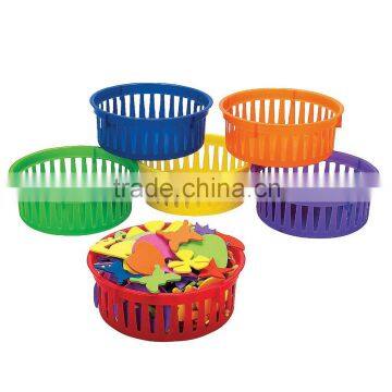 Hot Sale School Supplies Plastic Classroom Small Round Storage Baskets Promotional Wholesale Handy Slim Storage Tray Organizers