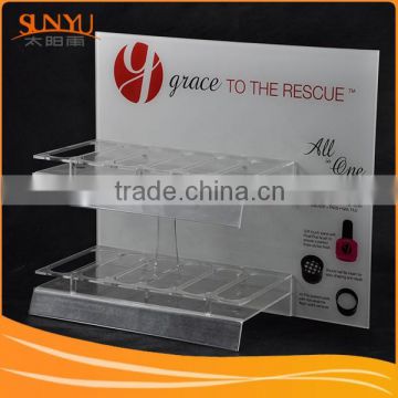 2015 new fashion 2-tiers acrylic nail polish desktop display rack with 12 holes