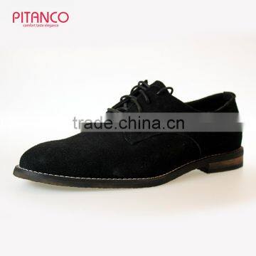 Black swede leather lace-up mens derby shoes