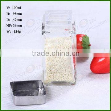 Clear Square Glass Seasoning Bottle