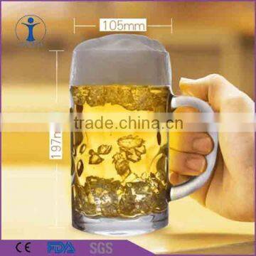 wholesale machine made large beer glass/1 litre beer glass mug