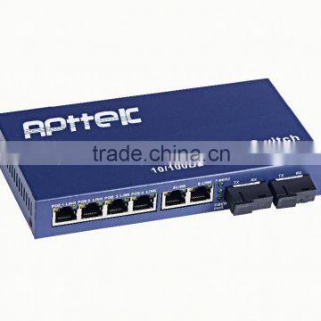 6 ports Base-T to 2 port Base-Fx Poe switch