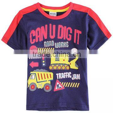 (C6088Y) Navy 2-6 years kids boys printed t-shirt summer casual wear 100% cotton wholesale factory price