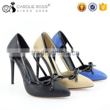 Latest design sex women 10 cm stiletto high heel bow shoes for girls