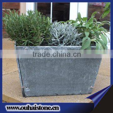 Own factory rough edge natural black slate stone plant pot making