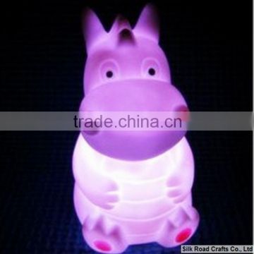 pink hippopotamus night light led