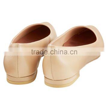 Low Heel Pointy Toe Classic Ladies Breatheable PU Lining Comfortable Nude Sheep Skin Pump Shoes photo-3