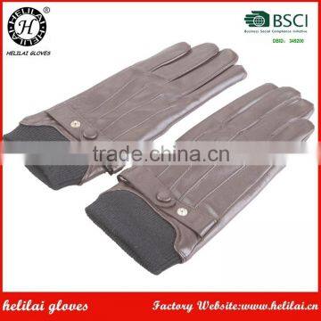 Helilai Brown Classical Men Belt and Tight Trimmed Leather Gloves