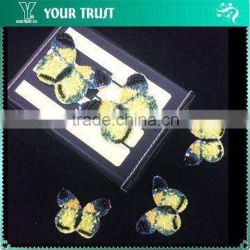 Black Beaded Shinning Yellow Sequin Butterfly Applique Patch