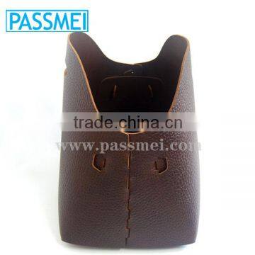 High Quality Leather Storage Basket Genuine Leather Magazine Rack Leather Bin photo-3