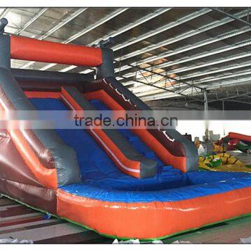 Guangzhou giant airtech commercial inflatable water slip n slide with small pool for sale
