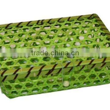 Green Rectangular Bamboo Box With Lock