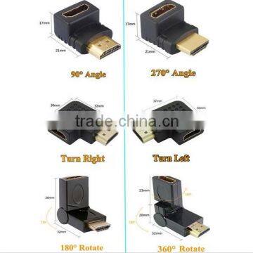 HD 1080P Male to Female HDMI Adapter Converter 90/270 Degrees Angle Turn Right / Left 180 360 Degree Rotating HDMI Connector