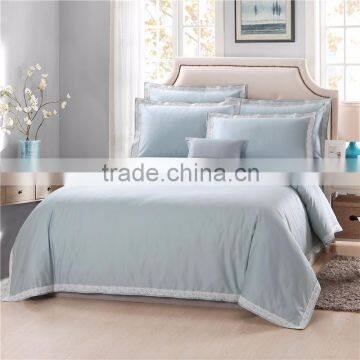 100% Cotton Solid Embroidery Bedding Set Light Blue