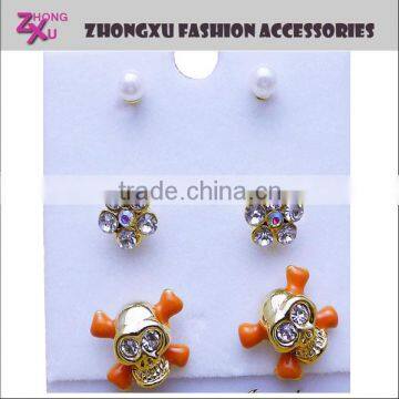 new hot sale high quality custom gold skull earrings