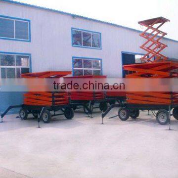 Movable human trailed hydraulic lifting aerial work platform