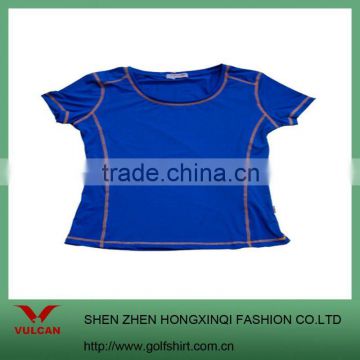 Ladies blue sports short sleeve t shirt/dry fit t shirt