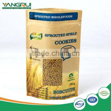 Kraft paper stand up pouches with rectangle window for specialty food packaging