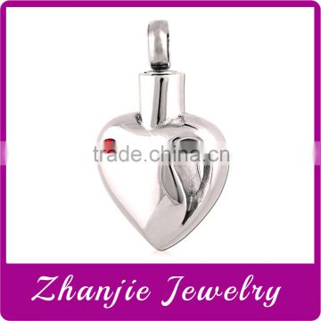 Fashion Wholesale Latest design cremation ash jewelry stainless steel foever love always in my heart pendant with red crystal