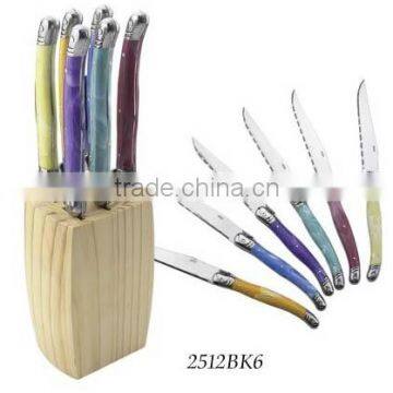 "Laguiole" 6pcs steak knives in wooden block set 2512BK6