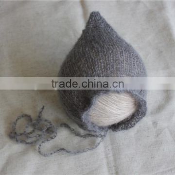 Gray Mohair Newborn Baby Bonnet Newborn Hat Photography Props