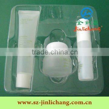 Transparent blister tray for cosmetics