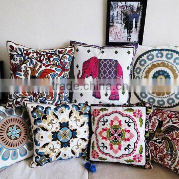 High Quality Linen Cotton Cushion Covers, Sofa Seat Embroidery Cushion Decorative Pillow Cases Supply