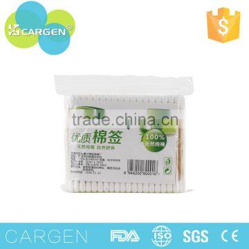 Factory 100 pcs oem wooden stick cotton swabs