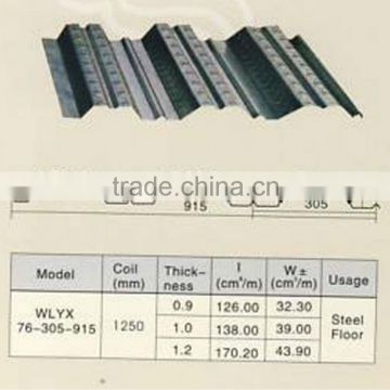 Floor decking sheet model: YX76-305-915/galvanized metal floor decking sheet/popular steel floor decking sheet