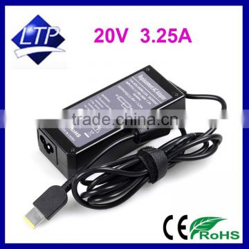 New 20V 3.25A Square opening with a needle laptop Adapter for Lenovo laptop charger 65w power supply