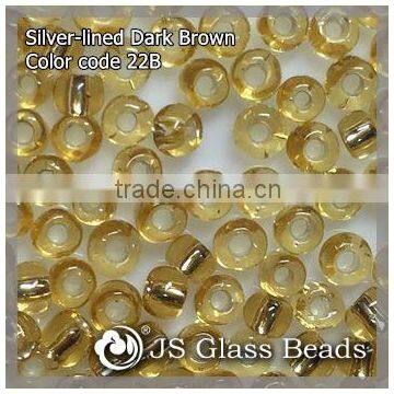 High Quality Fashion JS Glass Seed Beads - 22B# Silver-Lined Golden Rocailles Beads For Garment & Jewelry