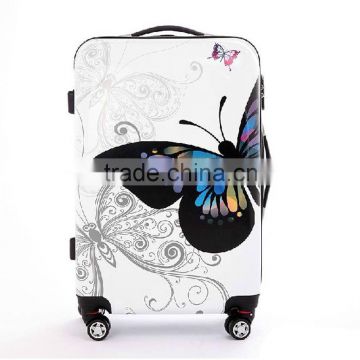 2014 new design beautiful butterfly PC trolley luggage travel bags