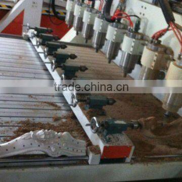 eight heads 4 axises wood CNC 3D engraving machine Ncstudio control 4.5KW Delta Servo motor square guide