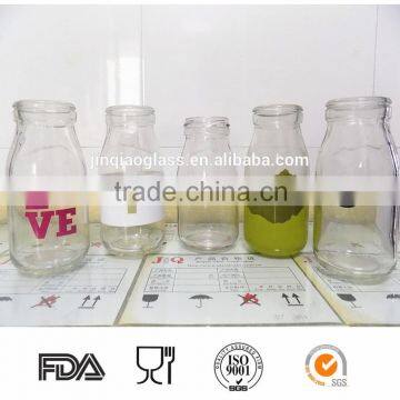 200ml milk glass bottle with different printing