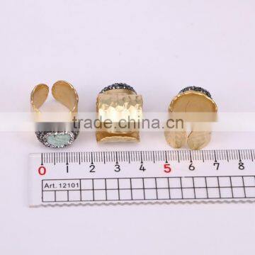 Natural Amazon Gold Plated Druzy Ring, Gold Plated Metal Brass Gemstone Druzy Ring, Fashion Stone Jewelry Druzy Stone Ring photo-3