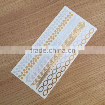 Hot Seller water proof flash gold and silver wet transfer tattoos