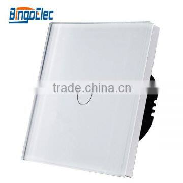 UK 1 gang toughened glass panel touch wall switch bingoelec