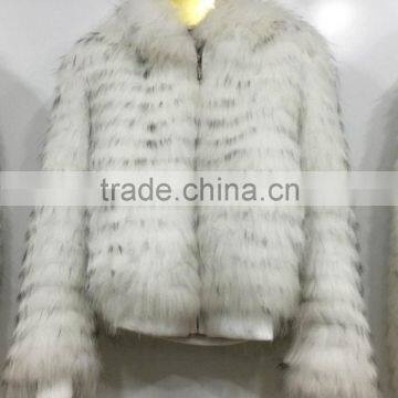 wholesale lady's raccoon fur coat with hood/ raccoon fur short jacket