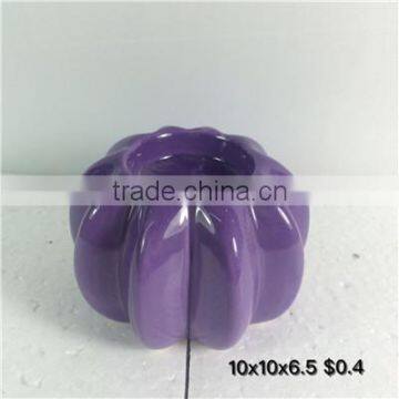 New Design purple ceramic pumpink candle holder with pumpink pattern